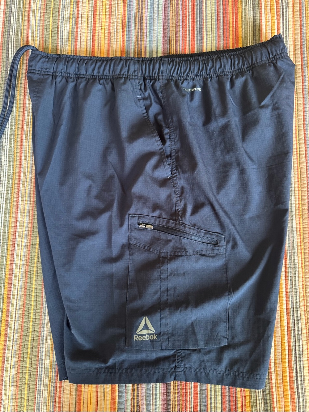 Reebok Blue Performance Ripstop Cargo Shorts Men's 1XL elastic waist workout